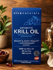 Viva Naturals Antarctic Krill Oil Astaxanthin Omega 3 DHA EPA 60 Capsules 05/27