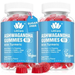 Ashwagandha Gummies 2000mg Sugar Free Vegan Vitamin D3 B12 Turmeric 120 Count