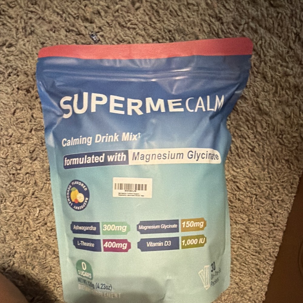 SUPERME CALM Calming Drink Mix Powder Magnesium Glycinate Sugar-Free 4.23 oz