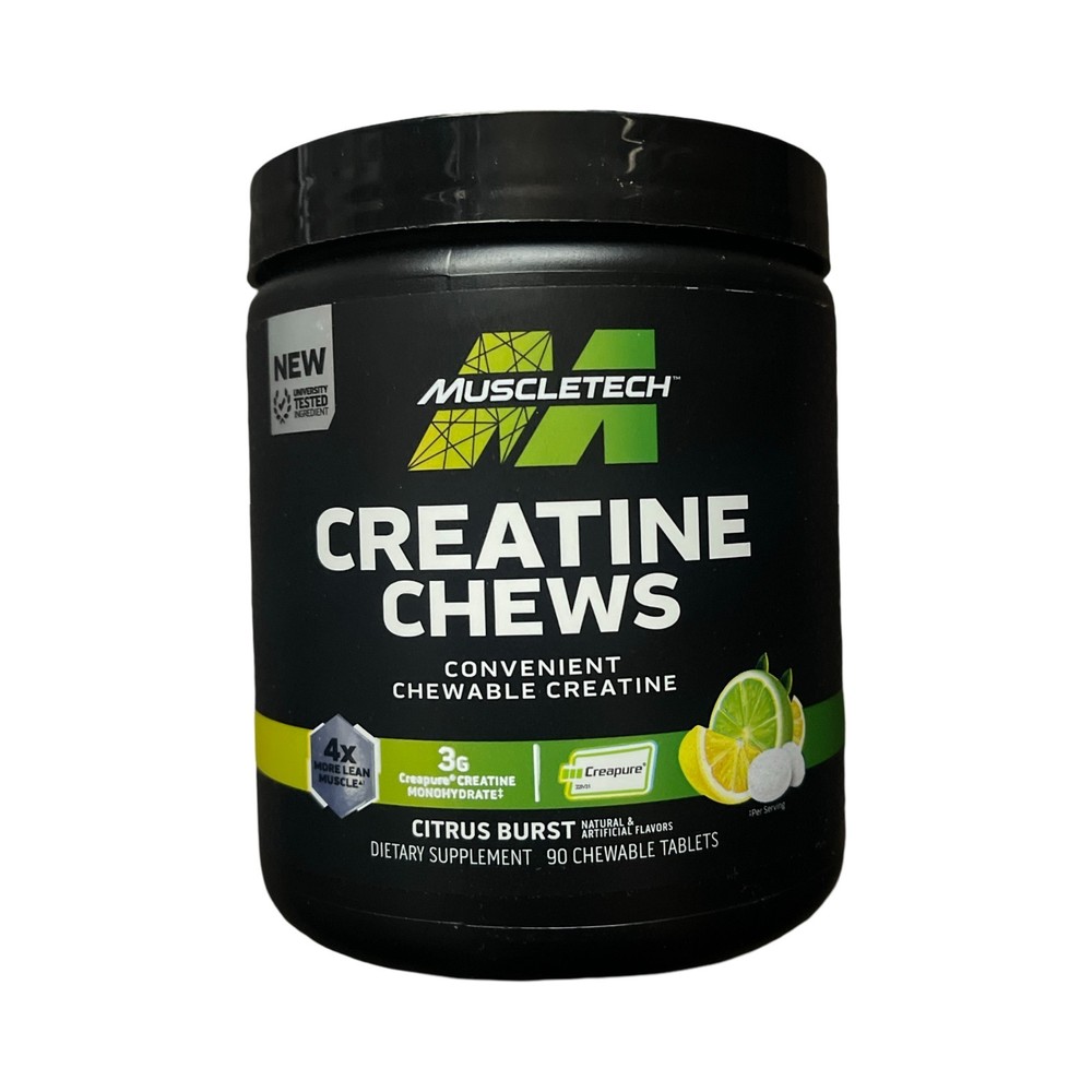 MuscleTech Creatine Chews, 3g Chewable Creatine 90ct – Citrus Burst, Exp: 05/26
