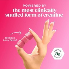 Bloom Sugar Free Creatine Gummies 5g – Monohydrate for Strength,Berry,36 Gummies
