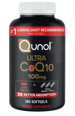 Qunol Ultra CoQ10 100mg 180 Softgels High Absorption Heart Support