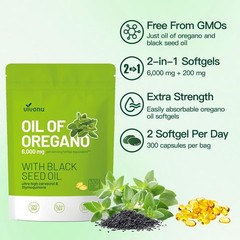 VivoNu Oil of Oregano Including Black Seed Oil, Balanced Oil of Oregano Capsules