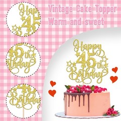1 PCS Happy 45th Birthday Cake Topper Glitter Cheers to 45 Years Birthday Cak…