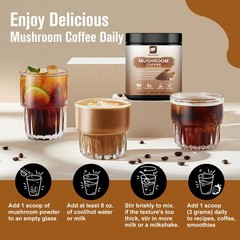 2*70g Organic Mushroom Coffee-Reishi,Cordyceps, Lion’s Mane,Turkey Tail Mushroom
