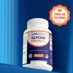 Glycine 2000mg Capsules for Cognitive Support – Non-GMO, Gluten-Free, 300 Count