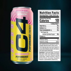 Cellucor C4 Performance Energy Drink Strawberry Blast Zero Sugar 12 Pack