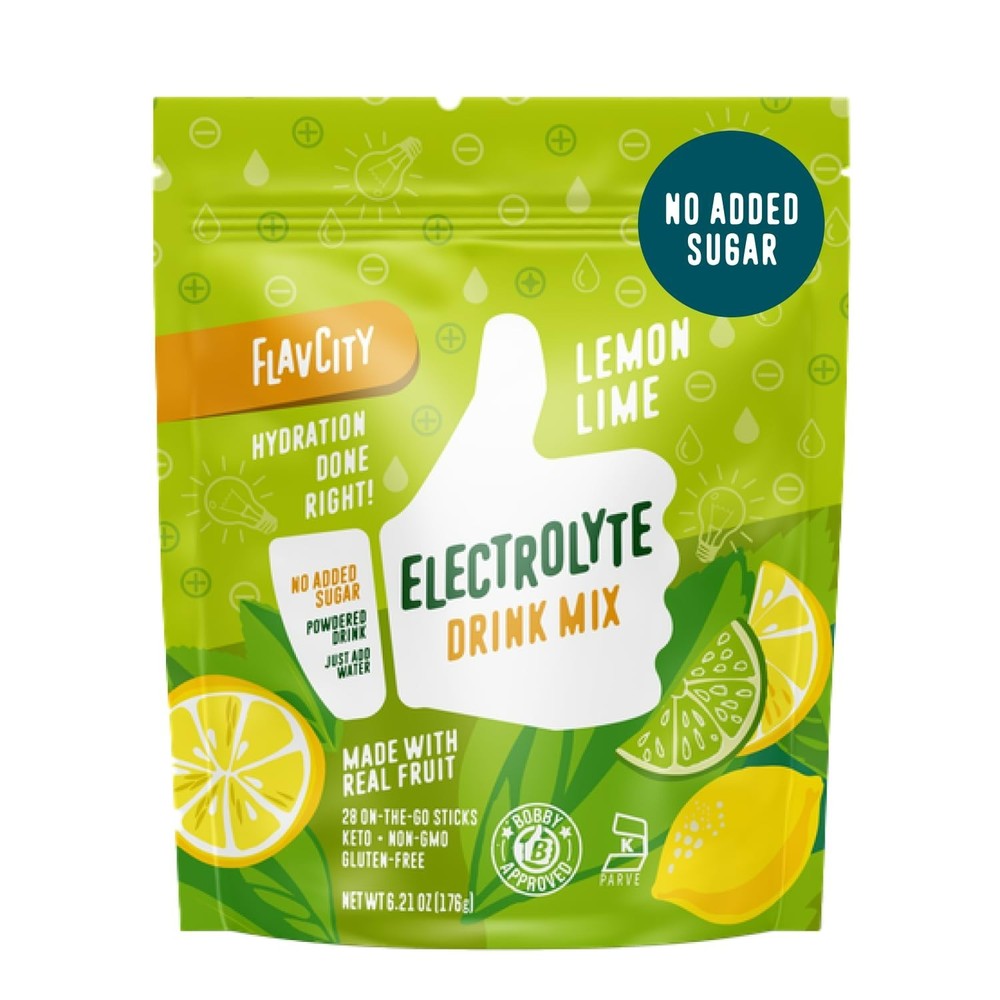 FlavCity Lemon Lime Electrolytes Powder Packets – 28 Hydration Packets – No A…