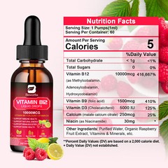 High-Strength 10000mcg Vitamin B12 Liquid Drops 60ml Methylcobalamin Supplement