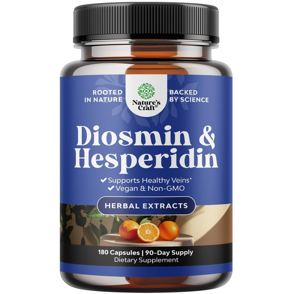Diosmin Hesperidin 1000mg Complex for Circulation & Vein Support – Vegan, Non-GM
