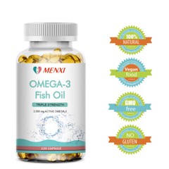 2500mg Omega 3 Fish Oil Capsules Triple Strength EPA&DHA, Burp-Less 120 Capsules