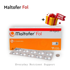 100mg MALTOFER FOL CHEWABLE Iron Deficiency TABLETS 30’S + FREE GIFT