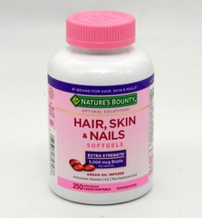 Nature’s Bounty HAIR SKIN & NAILS 250 Softgels 5000 mcg Biotin Exp: 01/27