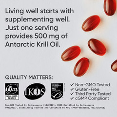 Antarctic Krill Oil Omega 3 500mg w/ Phospholipids Choline & Astaxanthin 120 ct