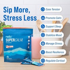Nello Supercalm Strawberries & Cream Powder Drink Mix Ashwagandha Sleep Support