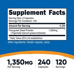 Nutricost Fenugreek Seed 675mg, 240 Capsules – Gluten Free & Non-GMO