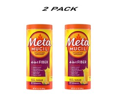 (2 PACK) Metamucil 4-in-1 Psyllium Fiber Supplement, Real Sugar Orange, 30 Tbsp.