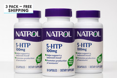 3 Bottles: Natrol 5-HTP 100mg For Mood & Stress 30 Caps ea Exp 2027