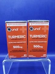 2 Pack Qunol 500mg Turmeric Curcumin Complex High Absorb 21ct each Exp 08/26