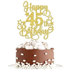 1 PCS Happy 45th Birthday Cake Topper Glitter Cheers to 45 Years Birthday Cak…