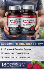 2 Pack Beet Root Capsules 180 Count, Nitric Oxide Support Vegetarian Non-GMO