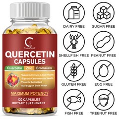 Quercetin with Bromelain & Zinc 1000mg per Serving, 120 Vegetarian Capsules