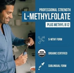 Organic L-Methylfolate 5-MTHF 15mg Vitamin 1000mcg B12 Berry Googeer Ex: 7/2028