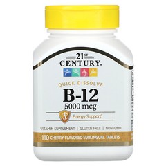 B-12, Cherry, 5,000 mcg, 110 Sublingual Tablets