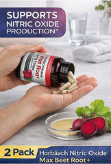 2 Pack Beet Root Capsules 180 Count, Nitric Oxide Support Vegetarian Non-GMO