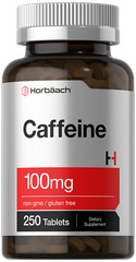 Caffeine Pills 100mg | 250 Tablets | Vegetarian | Non-GMO | by Horbaach