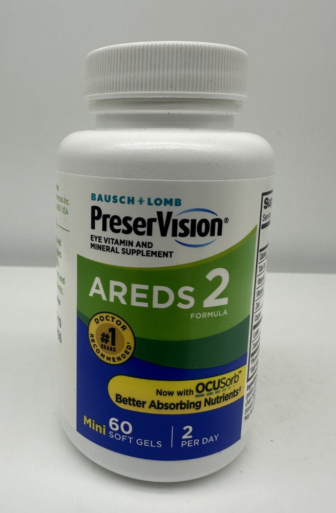 Bausch + Lomb PreserVision Areds 2 Eye Vitamin 60 Mini Soft Gels 7/2027