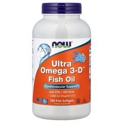 2 X NOW Foods, Ultra Omega 3-D� Fish Oil, 180 Fish Softgels