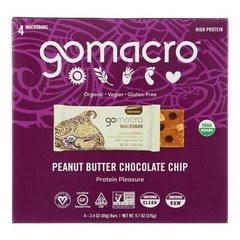 Gomacro – Bar Peanut Butter Chocolate Chip – 2.4 oz, 4 Per Pack (7 Packs Total)