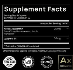 Astaxanthin 24mg + Lycopene 50mg Clinical Strength Carotenoids Skin Supplemen…