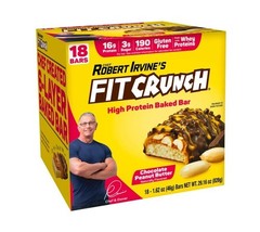 FITCRUNCH Protein Bars, 16g Protein, 18-count Chocolate Peanut Butter, 1.62 oz,