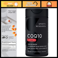 CoQ10 100mg with Coconut Oil & Bioperine for Enhanced Absorption | Vegan, Non-GM