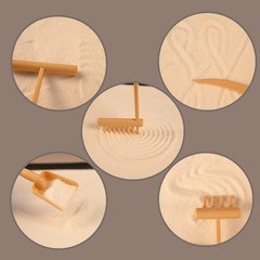 Mini Zen Garden, White Sand, 10″ x 7″ Rectangular Plastic Tray with Meditatio…