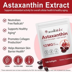 ZUZOKKAHA Astaxanthin Supplements 12mg – 120 Softgels | Premium Natural Antio…