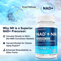 NAD+ ADVANCED 3000mg Supplement for Anti-Aging, Energy, Focus,Nicotinamide 60CT