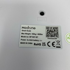 Modone Smart Body Fat Scale BF1807-BT White 11in Bluetooth 400lb
