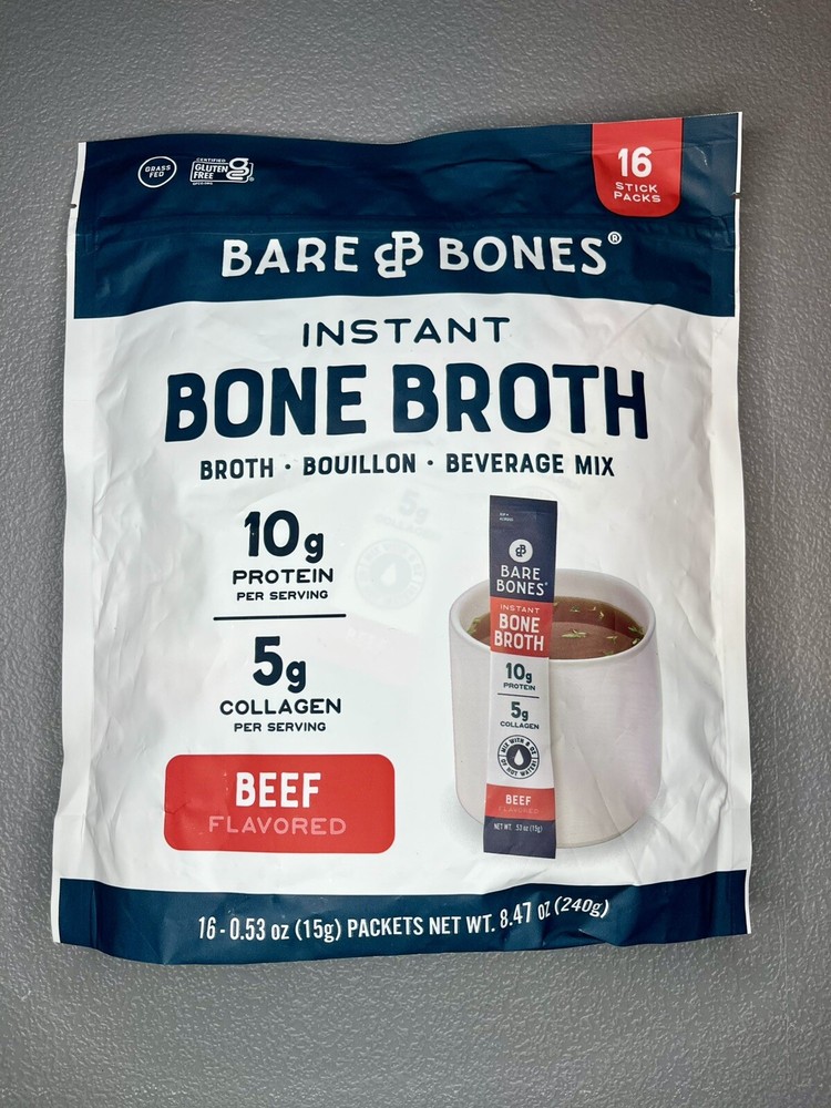 Beef Bone Broth Instant Powdered Mix | Rich Savory Packets on-the-Go