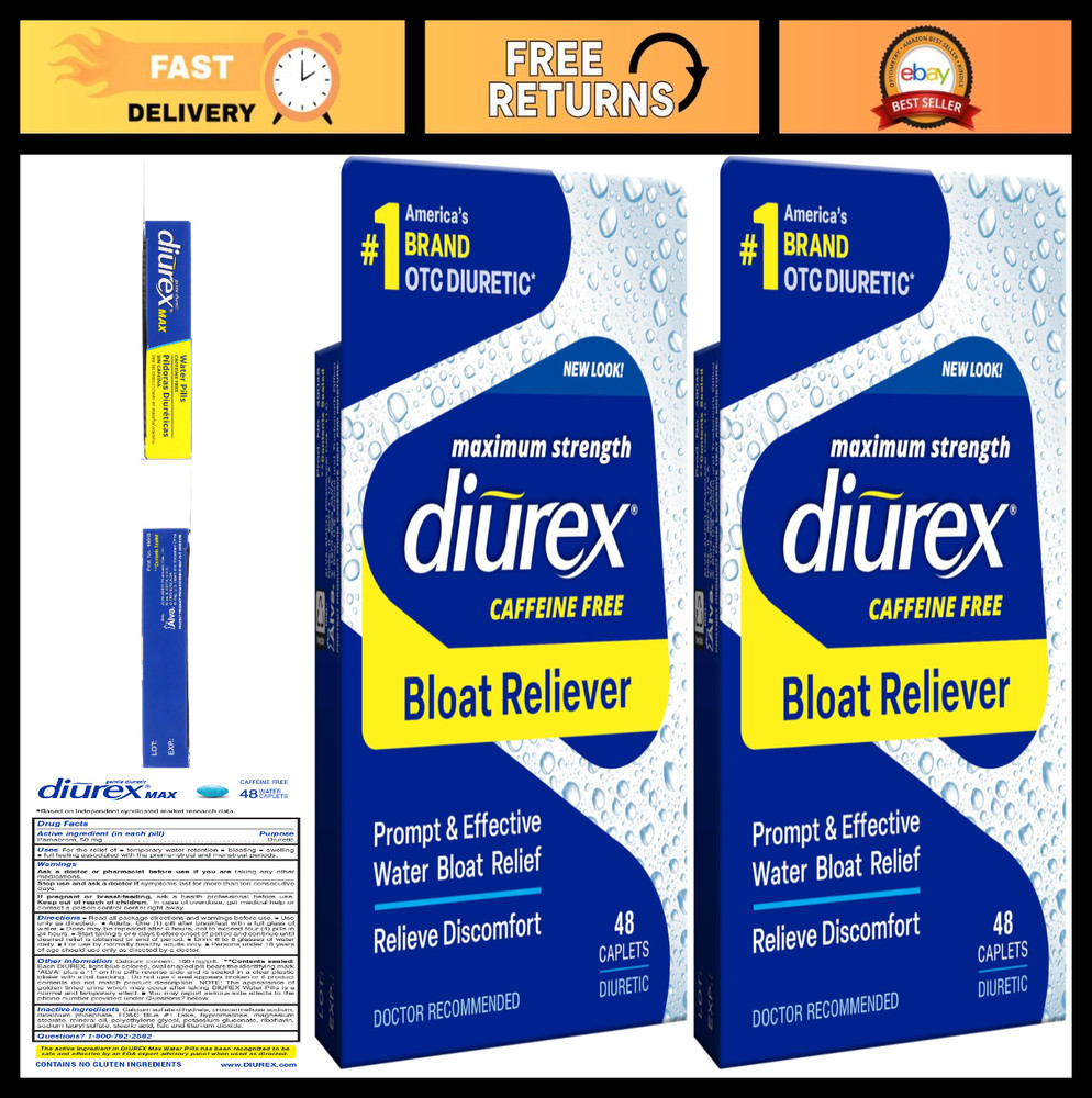 Caffeine-Free Bloat Relief Maximum Strength, Water Retention Support, 48 Count x