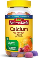 Nature Made Calcium 500mg Gummies with Vitamin D3 80 Count Bone Support