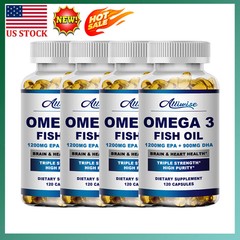 Omega 3 Fish Oil Capsules 3x Strength 3600mg EPA & DHA, Highest Potency 120PCS
