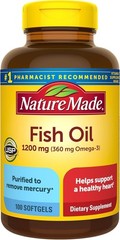 Heart Health Support Omega 3 Fish Oil 1200mg Softgels – 100 Count, 50 Day Supply
