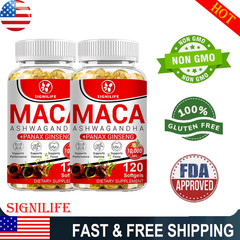 Organic Maca Root 240 Capsules 10000mg, Peruvian Maca Extract for Men & Women