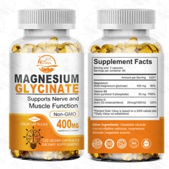 Magnesium Glycinate 400mg – 120 Capsules For Sleep, Stress Relief Support Bone