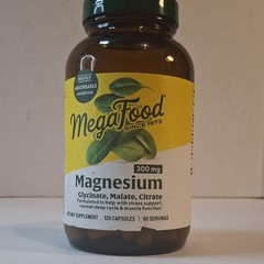 MegaFood Magnesium Glycinate Malate Citrate 300 mg Stress Sleep 120 Capsules
