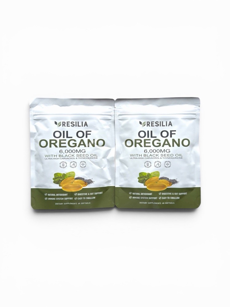 Resilia Oil of Oregano 6000mg with Black Seed Oil Softgels – 60 Capsules x 2 Pk