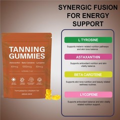 Tanning Sun Gummies with Beta-Carotene Lycopene 60ct Vegan Sugar-Free